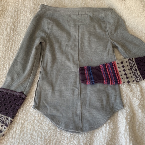 NWT Free People Mixed Design Knit Sleeves Thermal - Picture 5 of 6
